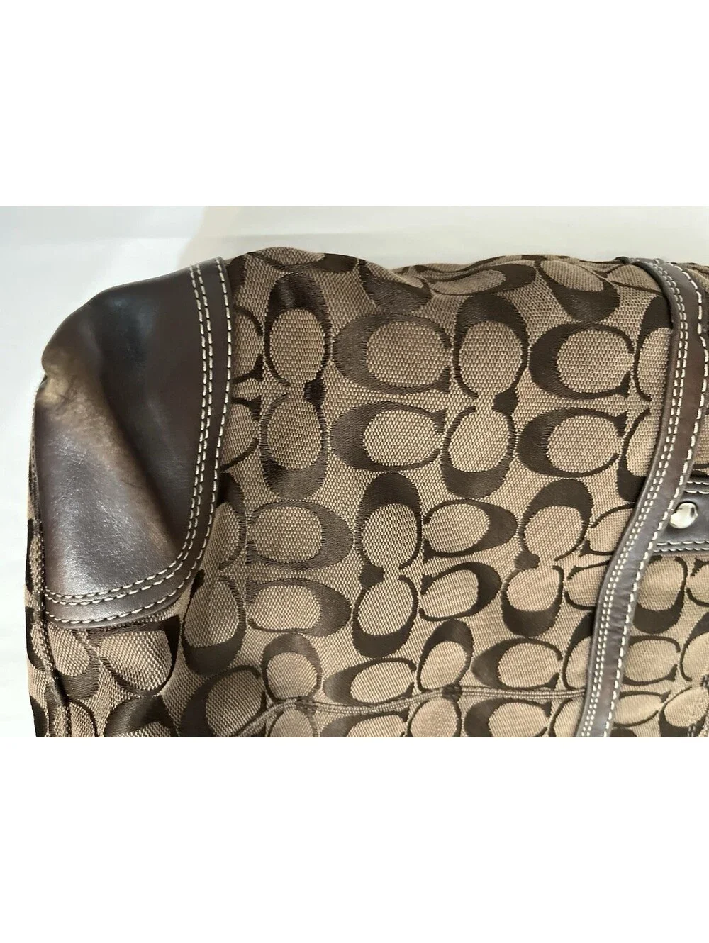 Vintage Coach Brown Hampton Signature Jaquard Medium Shoulder Bag